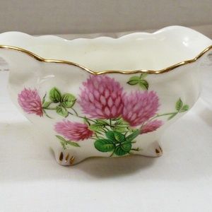 Hammersley & Co Bone China England Open Sugar Bowl Dish Pink Floral Footed